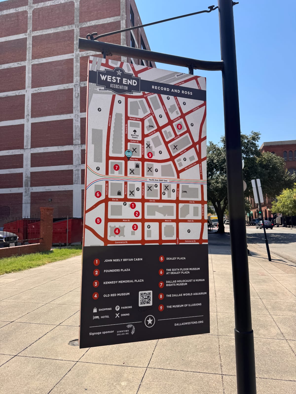 West End attractions sign at Market and Ross