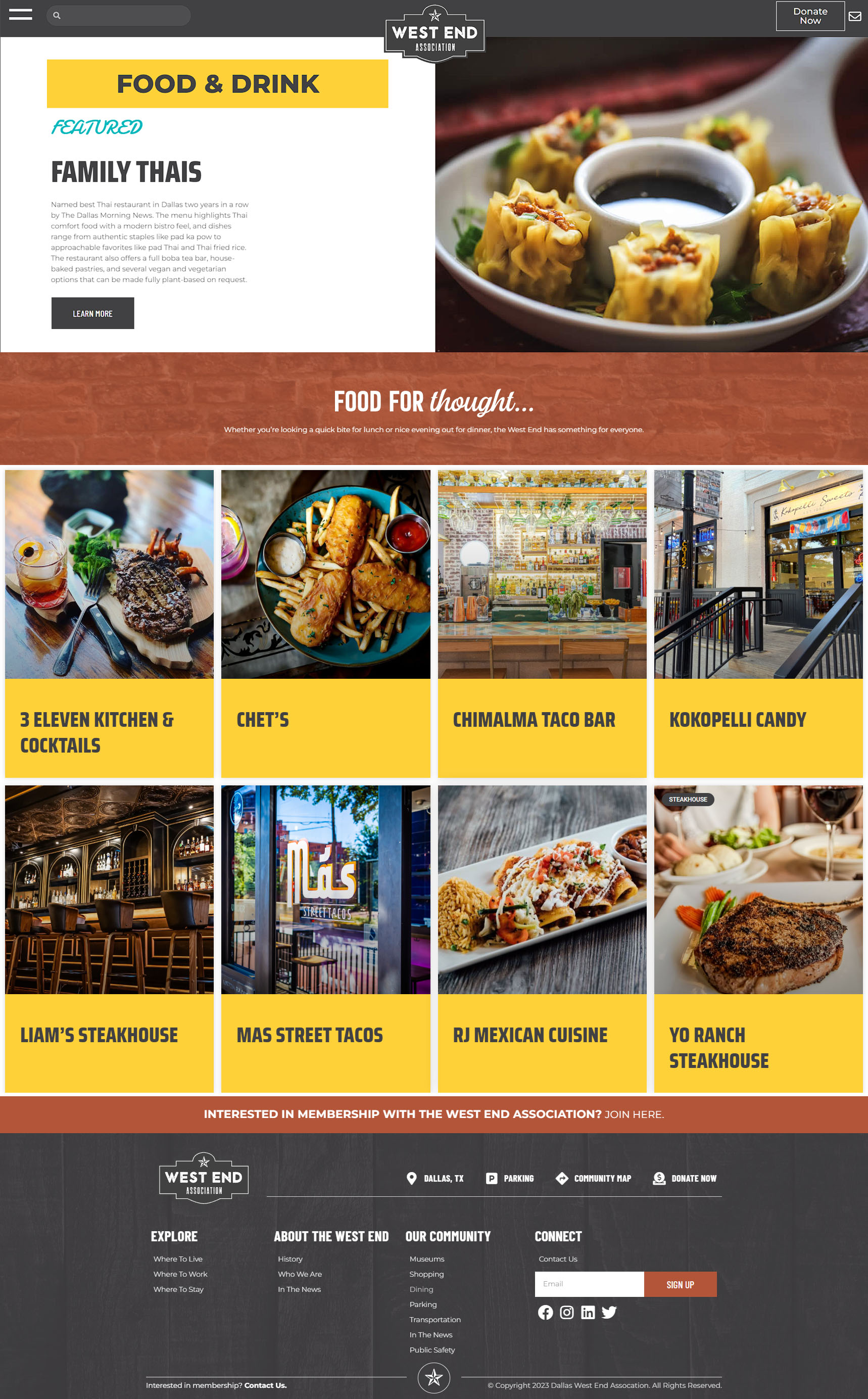 West End dining directory page